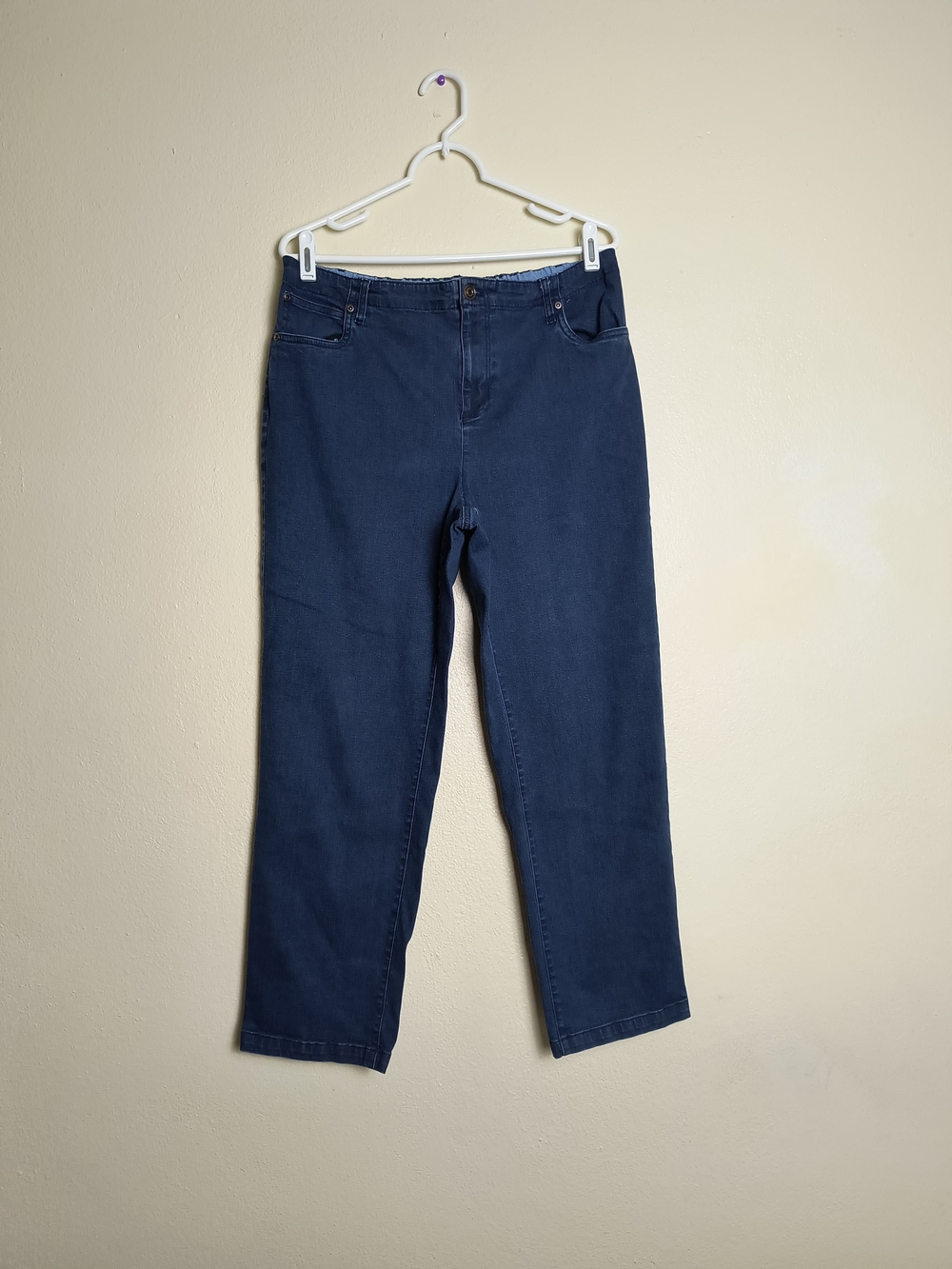 Appleseed's Petite 16P Navy Straight-Leg Women's Jeans - Elastic Waist